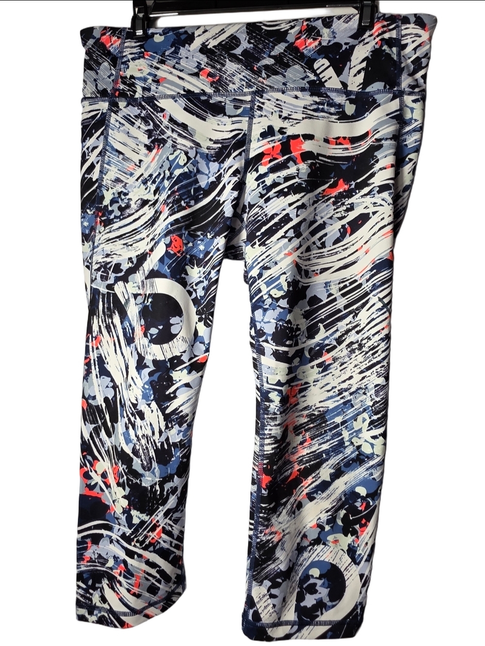 GAP Navy, White & Light Blue Abstract Capri Leggings Large Workout Yoga Y2K 90's